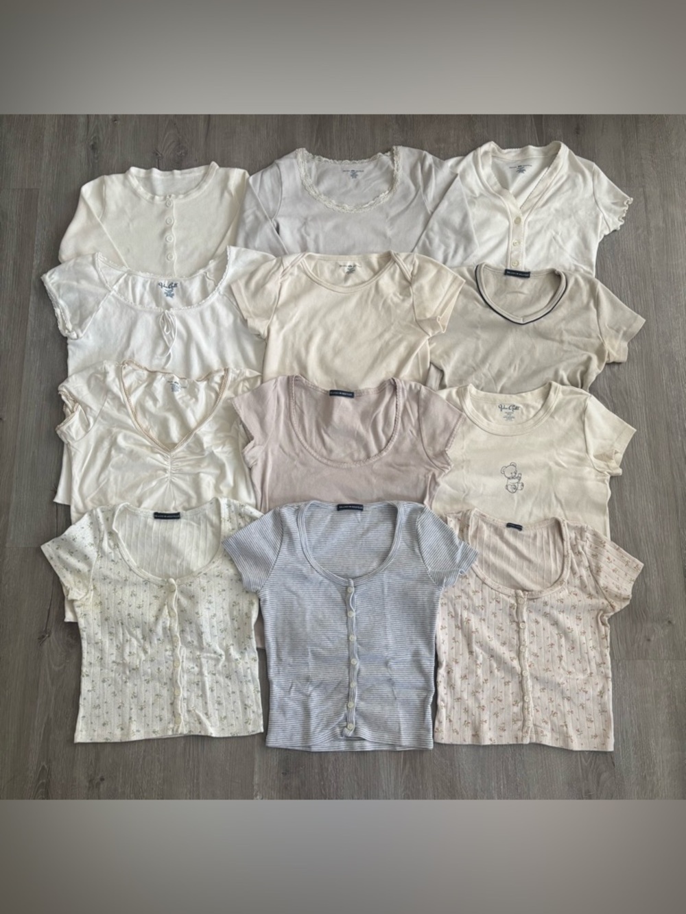Brandy Melville Assorted White & Cream Short Sleeve Tees